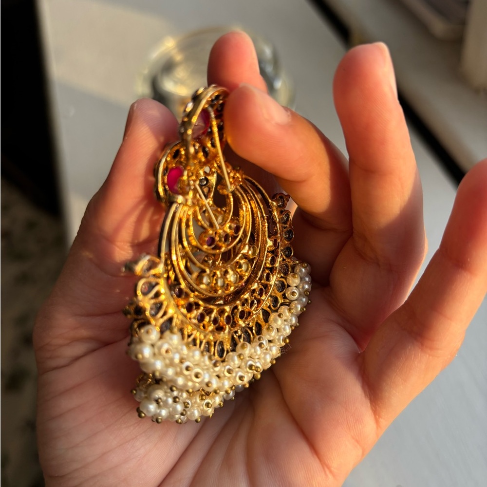 Gold and Pearl Women Earrings